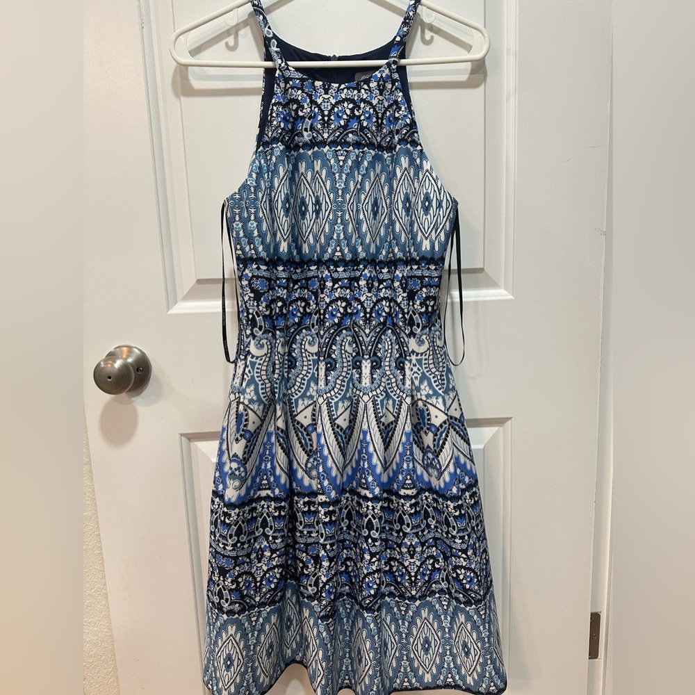 Vince Camuto Blue Patterned Dress Sz8